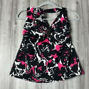 Womens 12 INC International Concepts Macy Tankini Swim Top Black Pink White